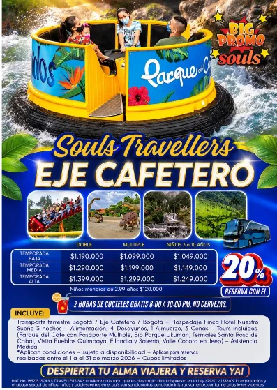 Itinerario Plan Terrestre Eje cafetero desde Bogotá